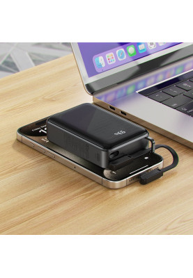 УМБ Acefast 20000mAh 67W PD3.0 20В/3.35A Type-C, USB-A, with cable, Li-ion M4 Black
