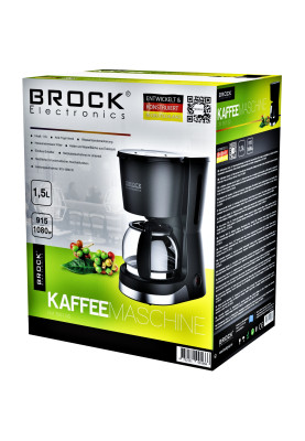 Кавоварка BROCK CM 1501 SS крапельна/ 1.5л/ 915-1080 Вт/ мелена/ чорнa