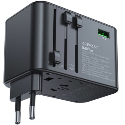 Зарядний пристрій 5xUSB 75W (3xUSB-C+2xUSB-A) Gan Z1 Travel Fast Charger Acefast