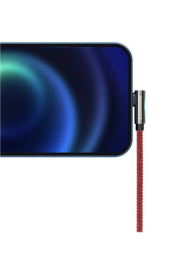 Кабель USB AM-Lightning M, 1 м, 2.4A, 90° Червоний, Legend Series Elbow CACS Baseus