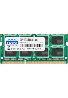 Пам'ять SoDIMM 8192M DDR3 1333 MHz Goodram, retail