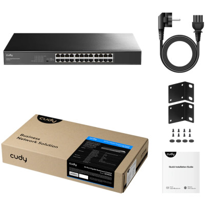 Комутатор Cudy GS1024L, 24 портовий Gigabit Metal Switch, 19" RM Комутатор Cudy GS1024L, 24 портовий Gigabit Metal Switch, 19" RM