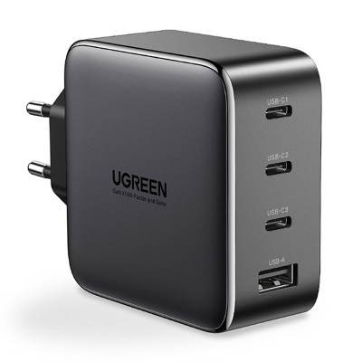 Зарядний пристрій 4xUSB 100W (3xUSB-C+USB-A) Gan Tech Fast GAN Charger чорний CD226 Ugreen