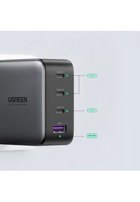 Зарядний пристрій 3xUSB 100W (3xUSB-C + USB-A) Gan Tech Fast GAN Charger чорний CD226 Ugreen