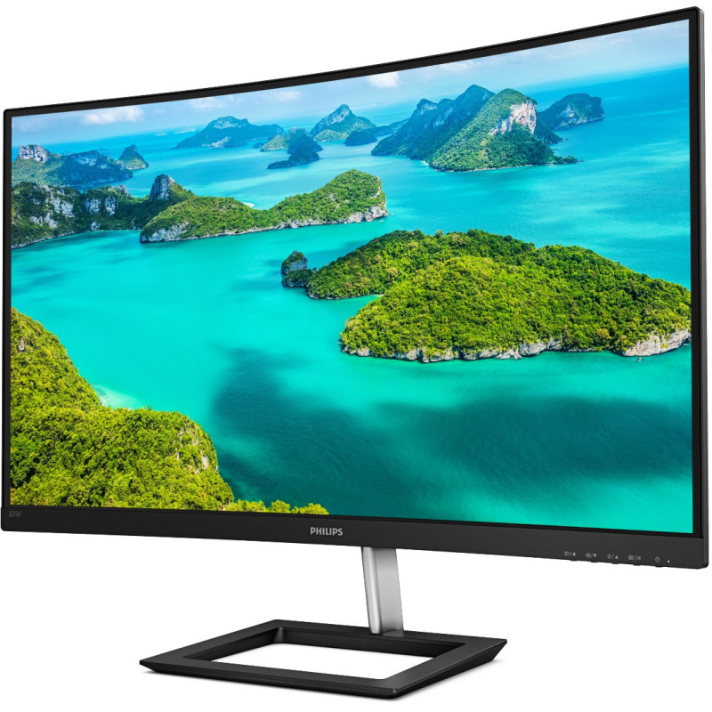 TFT 31.5" Philips 325E1C, VA, QHD, вигнутий, VGA, HDMI, DP, чорний з сріблястим