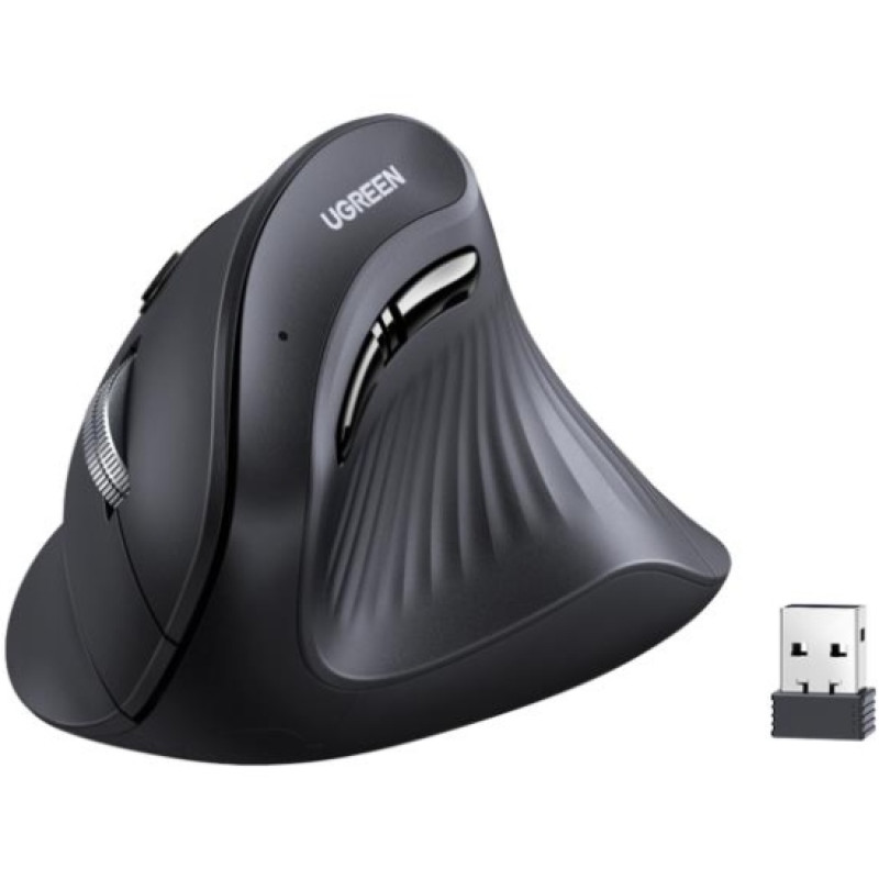 Мишка UGREEN 2.4GHz MU008, бездротова, вертикальна 4000dpi., 4кн., Чорна