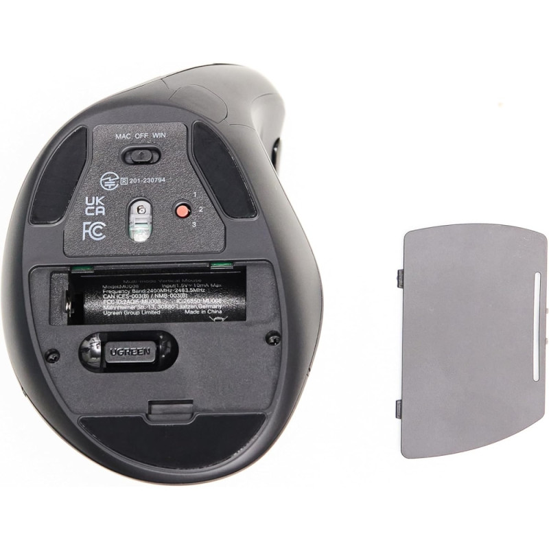 Мишка UGREEN 2.4GHz MU008, бездротова, вертикальна 4000dpi., 4кн., Чорна