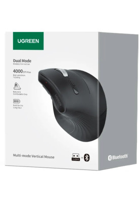 Мишка UGREEN 2.4GHz MU008, бездротова, 4000dpi., 4кн.,Silence Design, Чорна