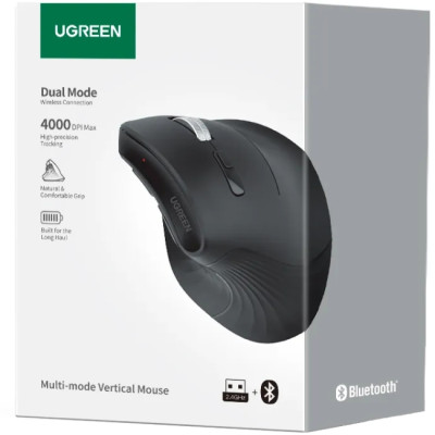 Мишка UGREEN 2.4GHz MU008, бездротова, 4000dpi., 4кн.,Silence Design, Чорна Мишка UGREEN 2.4GHz MU008, бездротова, 4000dpi., 4кн.,Silence Design, Чорна