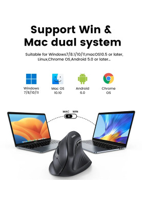 Мишка UGREEN 2.4GHz MU008, бездротова, 4000dpi., 4кн.,Silence Design, Чорна