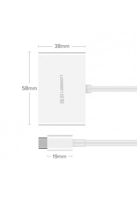 Перехідник-Конвертер USB Type C to HDMI + VGA MM123 UGREEN Білий