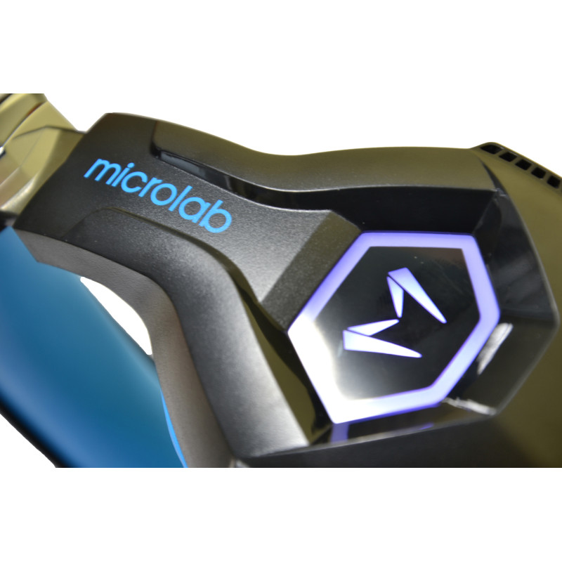 Гарнітура Microlab G7, 3,5мм+USB, Black-Blue