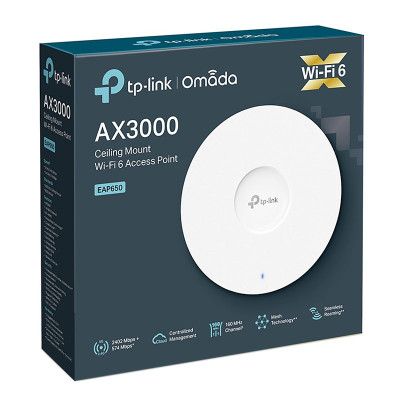Точка доступу TP-Link EAP650 AX3000, 1xGE LAN, PoE, Passive PoE Точка доступу TP-Link EAP650 AX3000, 1xGE LAN, PoE, Passive PoE