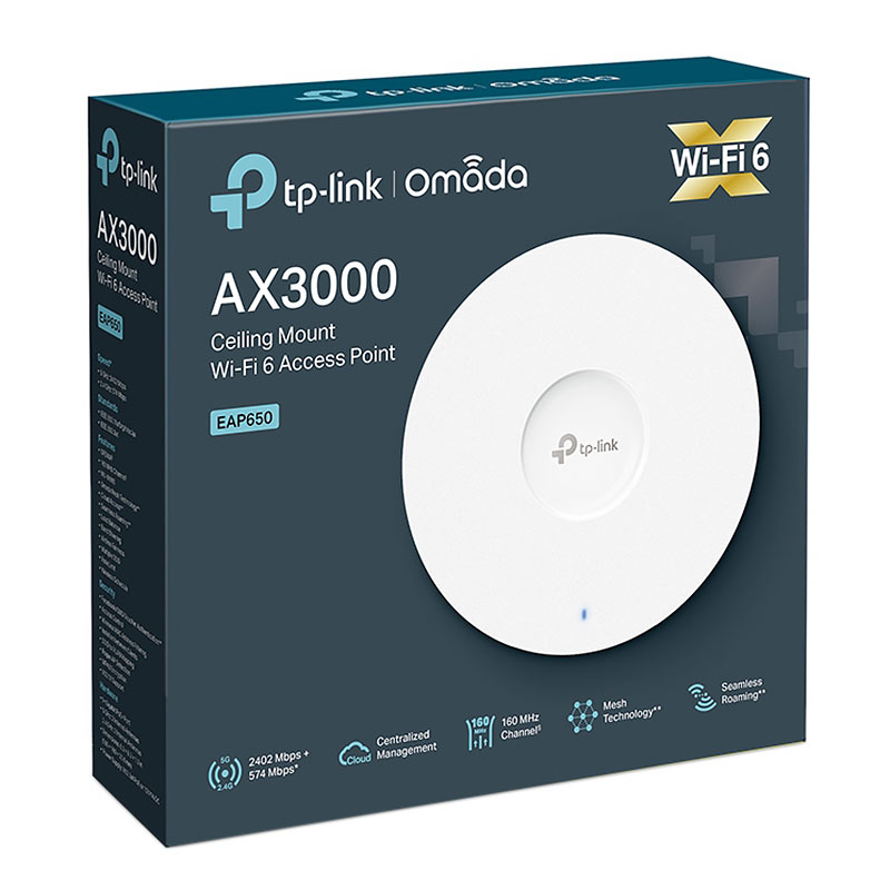 Точка доступу TP-Link EAP650 AX3000, 1xGE LAN, PoE, Passive PoE