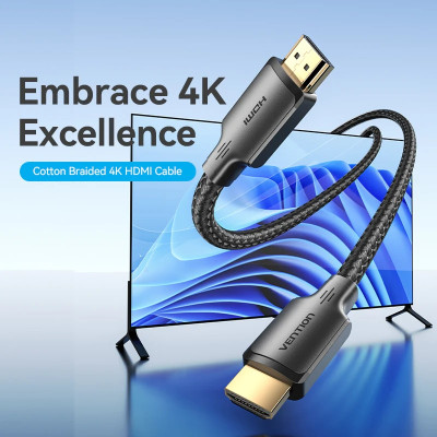 Кабель HDMI M - M, 20.0 м, V2.0 4K 30Гц обплетення Vention Кабель HDMI M - M, 20.0 м, V2.0 4K 30Гц обплетення Vention