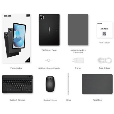 Планшет Doogee T30E-A 11` HD /4GB/128GB/ T606 8000mAh/ 13+5Мп / LTE / Keyboard+Mouse /Metal Grey