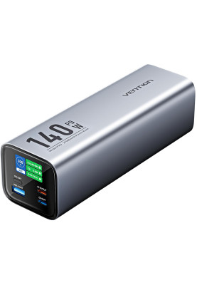 УМБ Vention 27000mAh 140W 5A PD,QC3.0, 2xUSB-C, USB-A, LED Display, Gray