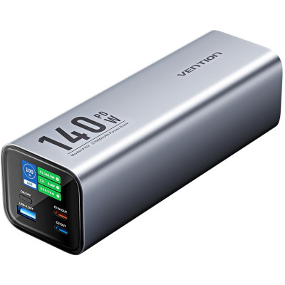 УМБ Vention 27000mAh 140W 5A PD,QC3.0, 2xUSB-C, USB-A, LED Display, Gray