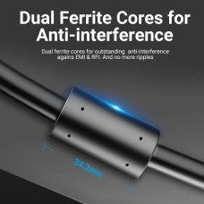 Кабель VGA 15M-15M, 20.0 м, з ферритами, чорний Vention