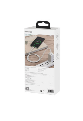 Кабель USB3.1 AM-Type-C M, 2.0 м, 6.0A, (66W) Cafule Series Metal Data Cable Білий, CAKF Baseus