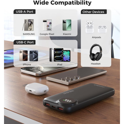 УМБ Choetech 10000mAh 22,5W PD  2xUSB-A, USB-C чорна