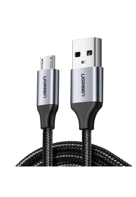 Кабель USB 2.0 AM-MicroUSB M, 2 м, 3.0A, (18W) Nickel Plating Чорний, US290 UGREEN