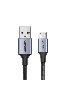 Кабель USB 2.0 AM-MicroUSB M, 2 м, 3.0A, (18W) Nickel Plating Чорний, US290 UGREEN