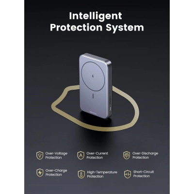 УМБ Ugreen Magnetic Wireless 10000 mAh 20W PD3.0/QC3.0 USB-A, USB-C In/Out (PB206) сірий