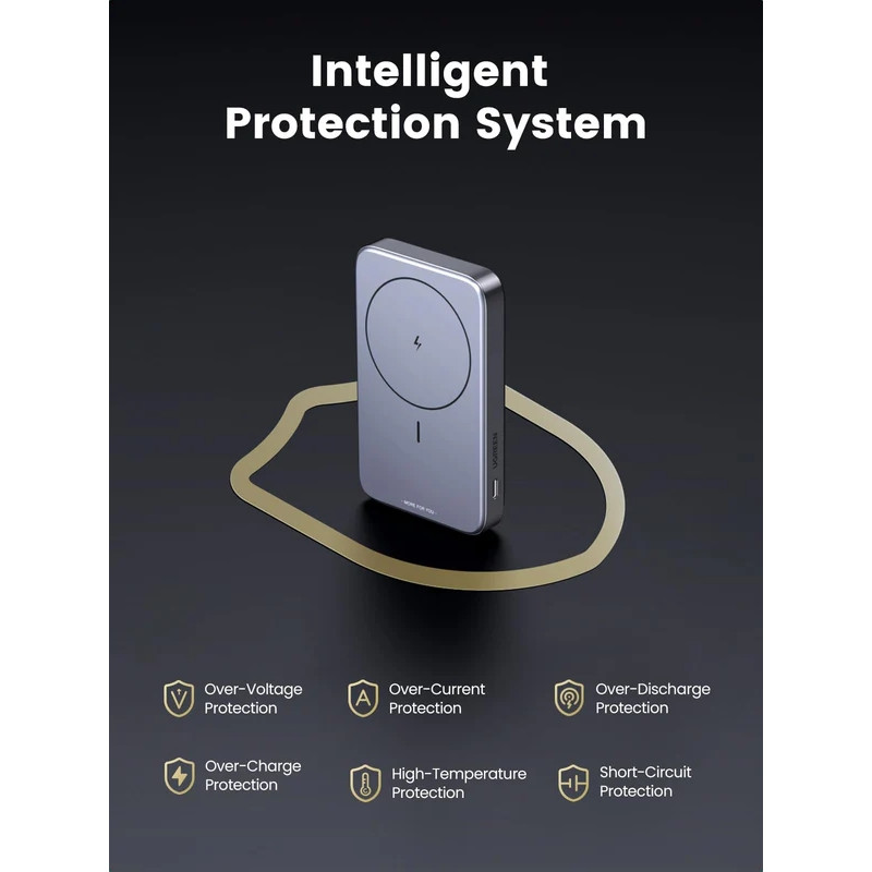 УМБ Ugreen Magnetic Wireless 10000 mAh 20W PD3.0/QC3.0 USB-A, USB-C In/Out (PB206) сірий