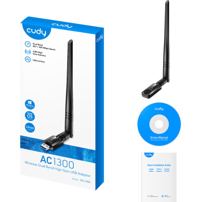 Адаптер WiFi Cudy WU1400, AC1300 Wi-Fi High Gain USB 3.0 Adapter Адаптер WiFi Cudy WU1400, AC1300 Wi-Fi High Gain USB 3.0 Adapter