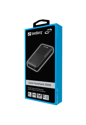 УМБ Sandberg 20000mAh Saver UPS mode, 2xUSB, 2.4A, Type-C + MicroUSB