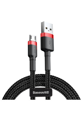 Кабель USB 2.0 AM-MicroUSB M, 2.0 м, 1.5A, чорний-червоний, (двосторонній) CAMKLF Baseus