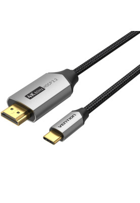 Кабель USB 3.1 Type-C M - HDMI M, 1.5m 4K 60 Гц Thunderbolt 3 HDCP2.2 PVC Black Vention