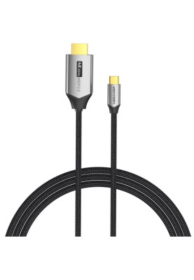 Кабель USB 3.1 Type-C M - HDMI M, 1.5m 4K 60 Гц Thunderbolt 3 HDCP2.2 PVC Black Vention