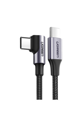 Кабель USB 2.0 Type-C M-M, 3 м, (60W) Чорний, 90°Angle US255 UGREEN