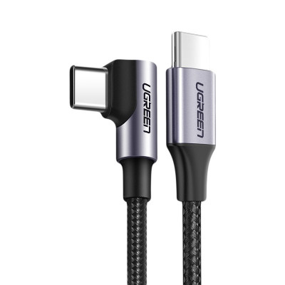 Кабель USB 2.0 Type-C M-M, 3 м, (60W) Чорний, 90°Angle US255 UGREEN