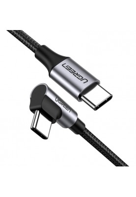 Кабель USB 2.0 Type-C M-M, 3 м, (60W) Чорний, 90°Angle US255 UGREEN