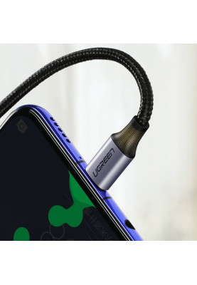 Кабель USB 2.0 Type-C M-M, 3 м, (60W) Чорний, 90°Angle US255 UGREEN