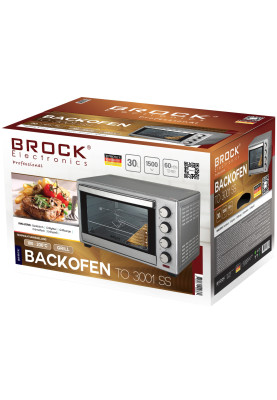 Електрична піч BROCK TO 3001 SS 1600Вт/ 30л /механічне керування/ гриль/срібна
