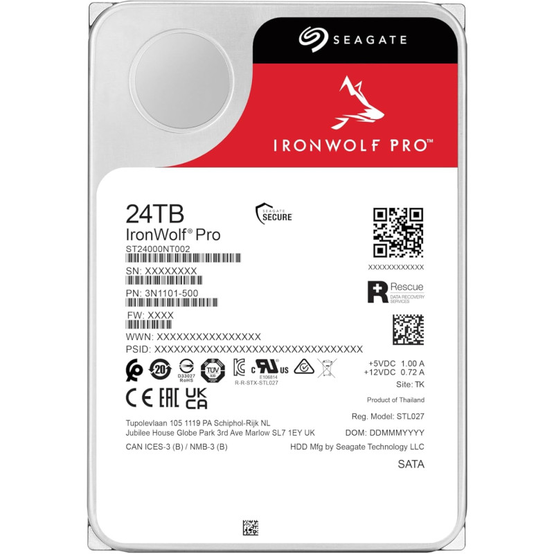 HDD 24TB, Seagate IronWolf Pro, 7200rpm, 512MB, 3.5" SATAIII (ST24000NT002)