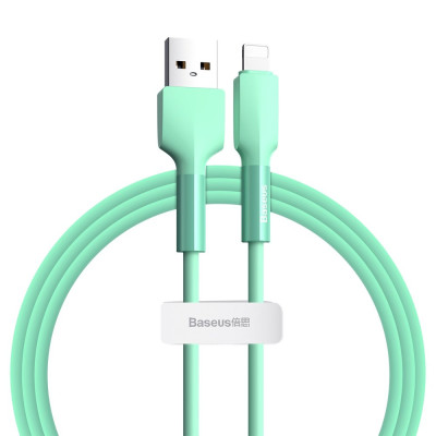 Кабель USB3.1 AM-Lightning M, 1 м, 2.4A,Silica gel Зелений, CALDC Baseus