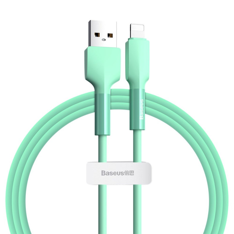 Кабель USB3.1 AM-Lightning M, 1 м, 2.4A,Silica gel Зелений, CALDC Baseus