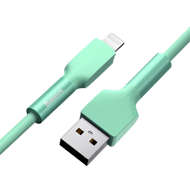 Кабель USB3.1 AM-Lightning M, 1 м, 2.4A,Silica gel Зелений, CALDC Baseus