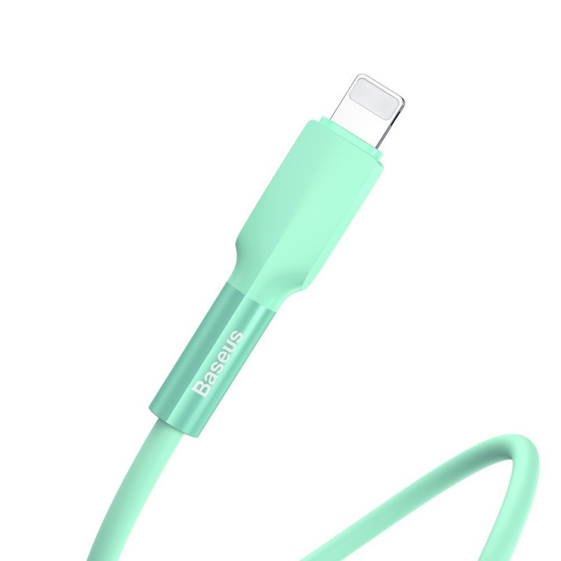 Кабель USB3.1 AM-Lightning M, 1 м, 2.4A,Silica gel Зелений, CALDC Baseus
