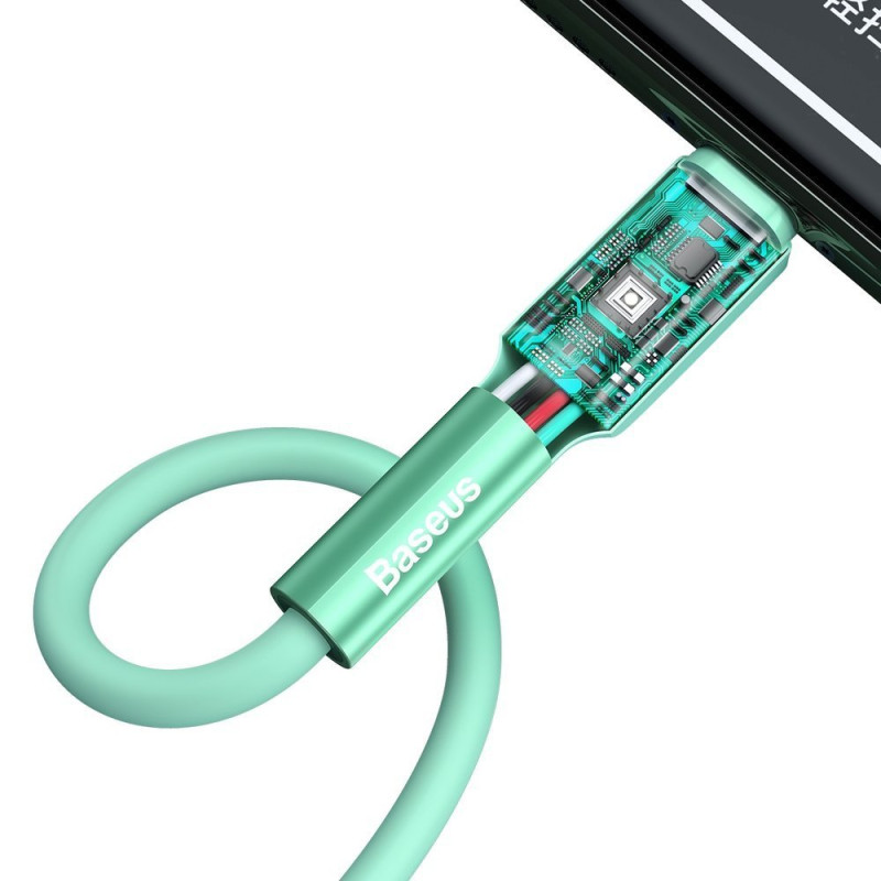 Кабель USB3.1 AM-Lightning M, 1 м, 2.4A,Silica gel Зелений, CALDC Baseus