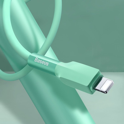Кабель USB3.1 AM-Lightning M, 1 м, 2.4A,Silica gel Зелений, CALDC Baseus
