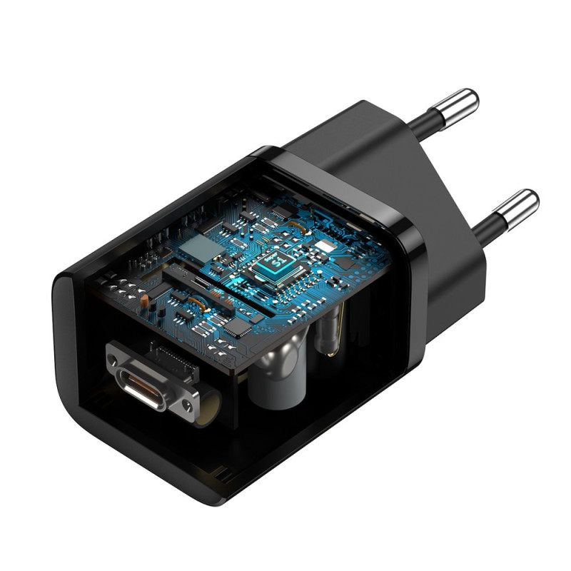 Зарядний пристрій 1xUSB 25W (USB-C) Чорний Baseus