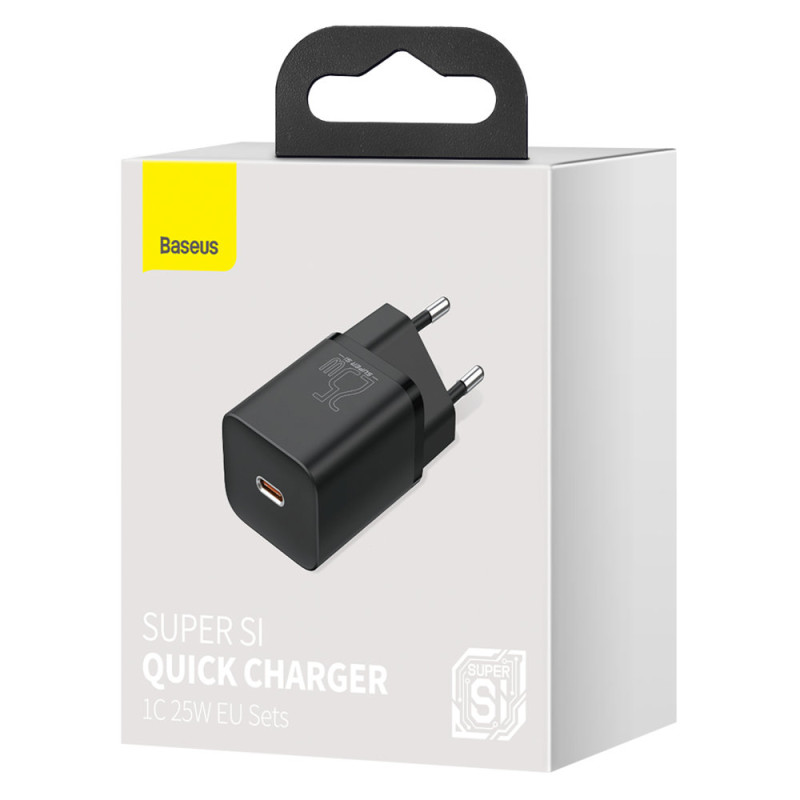 Зарядний пристрій 1xUSB 25W (USB-C) Чорний Baseus