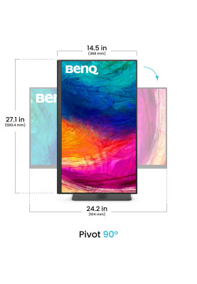 TFT 27" BenQ PD2706QN, QHD, IPS, HDMI, DP, USB-C, HAS, Pivot, колонки, темно сірий