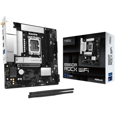 AsRock B860M ROCK WIFI (1851/B860, 2*DDR5, 2*PCIex16, HDMI/DP, 4xSATA, 2xM.2, 2.5Glan, 7.1ch, mATX)